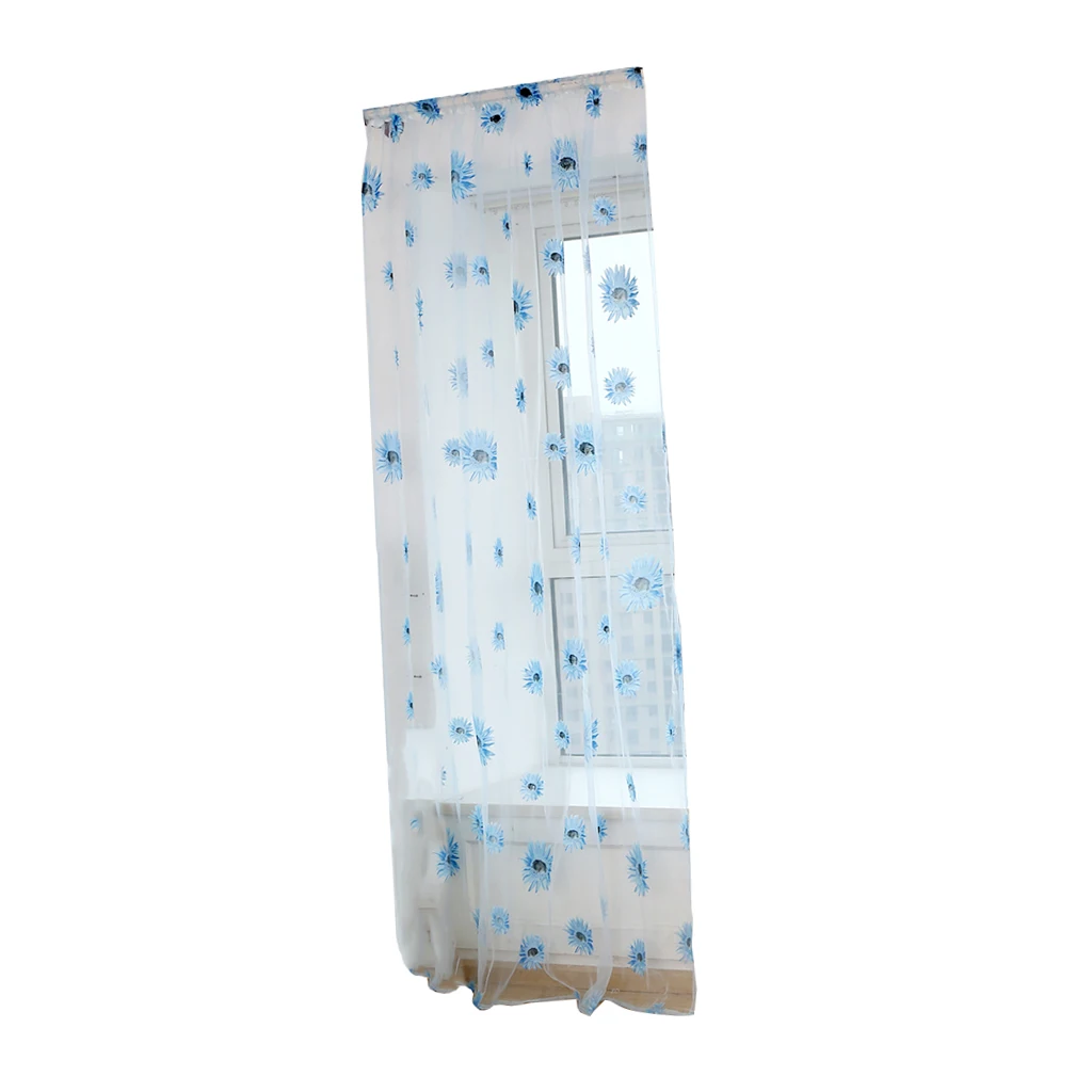  Sheer Voile Window Curtains Semi Tulle Drape Panel for Kitchen Bedroom Living Room(Slot Top Design, 2x1 Meter)