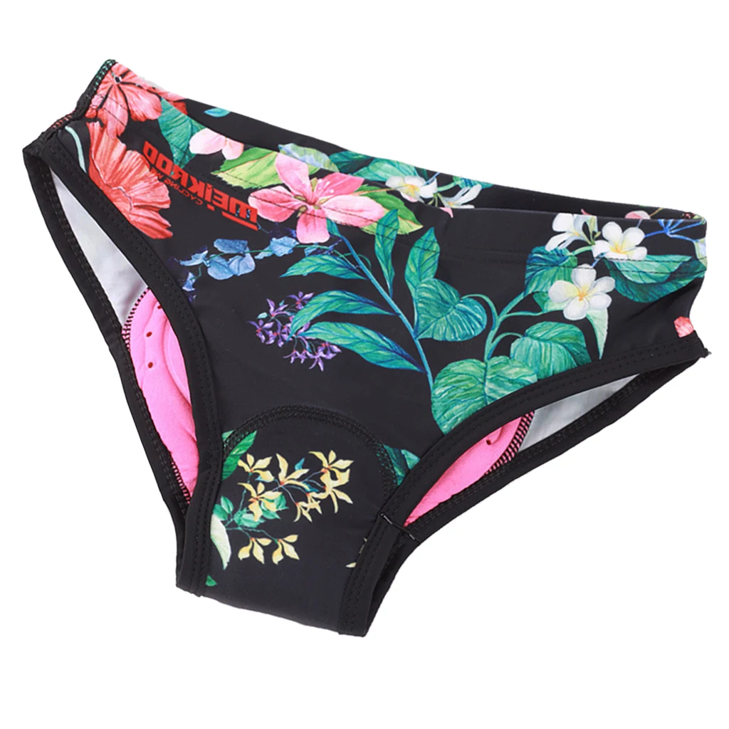 3D Padded Cycling Underwear Bicycle Knickers Shorts with Printed Flower - 5 Sizes Available for Women Girls Ladies