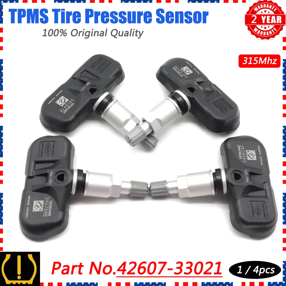 TPMS Sensor Compatible with Toyota Camry Corolla Highlander FJ Cruiser Prius Tire Pressure Sensor 42607-33021 PMV-107J 42607-06011 Lexus GS350 GS450h IS250 Scion XB 1-Pack 