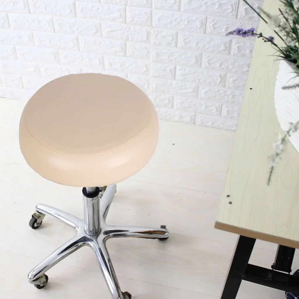 Home Bar Stool Covers PU Leather Round Chair Seat Cushions Sleeves Round Chair Protector Seat Top Replacement Cover