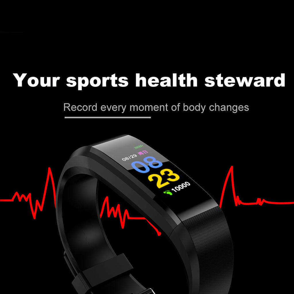 Bluetooth Smart Bracelet 115plus Smart Watch Wristband Ring Waterproof Sports Blood Pressure Pedometer Sports Wristband Watch 