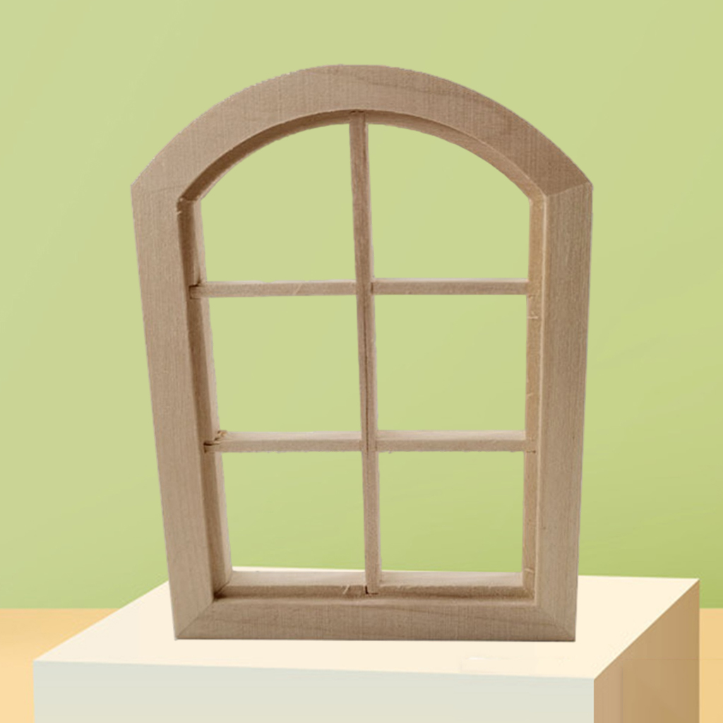 Dollhouse Birch Furniture 1/12 6 Grid Window Frames Ornament Mini Room Decor
