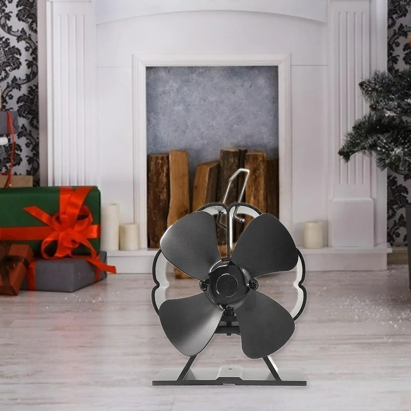 Heat Powered Stove Fan 4 Blade Heater Stove Fans Silent Eco-friendly Efficient Heat Distribution for Wood Log Burner