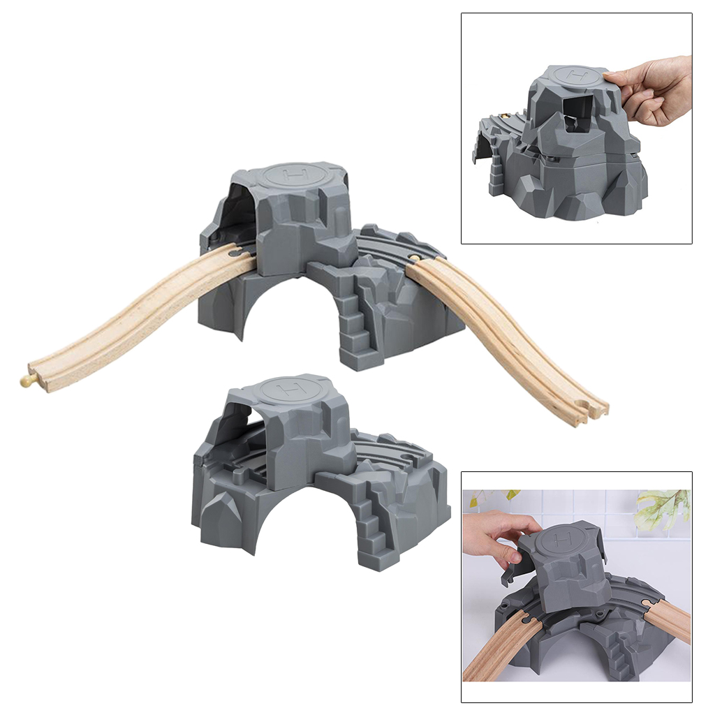 Simulation Train Cave Tunnel & Wooden Train Railway Track Accessories Building Rail Vehicle Child Party Favors Train Playset