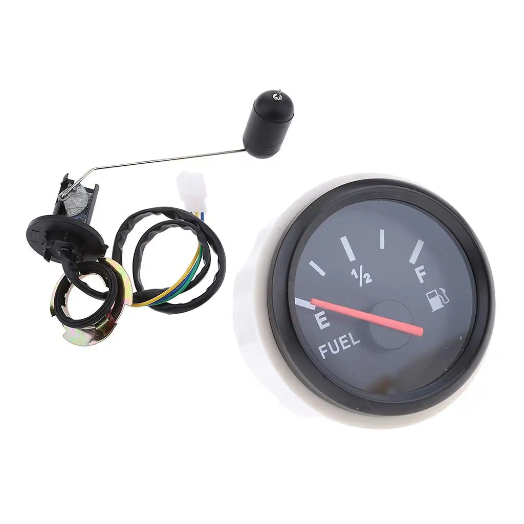 Black Fuel Level Gauge, 2`` / 52mm, Fuel Level Sensor for Boat Car Truck RV