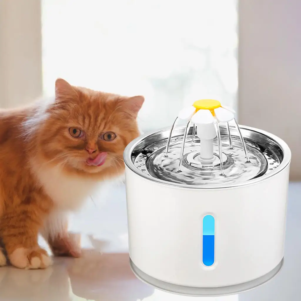 Automatic Cat Water Fountain, 2.4L Pet Water Dispenser with Filter, Pets Small Dog Electric Healthy Hygienic Water