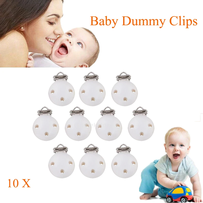 10x Baby Newborn Pacifier Clips Soother Clasps Wooden Beads Metal Feeding