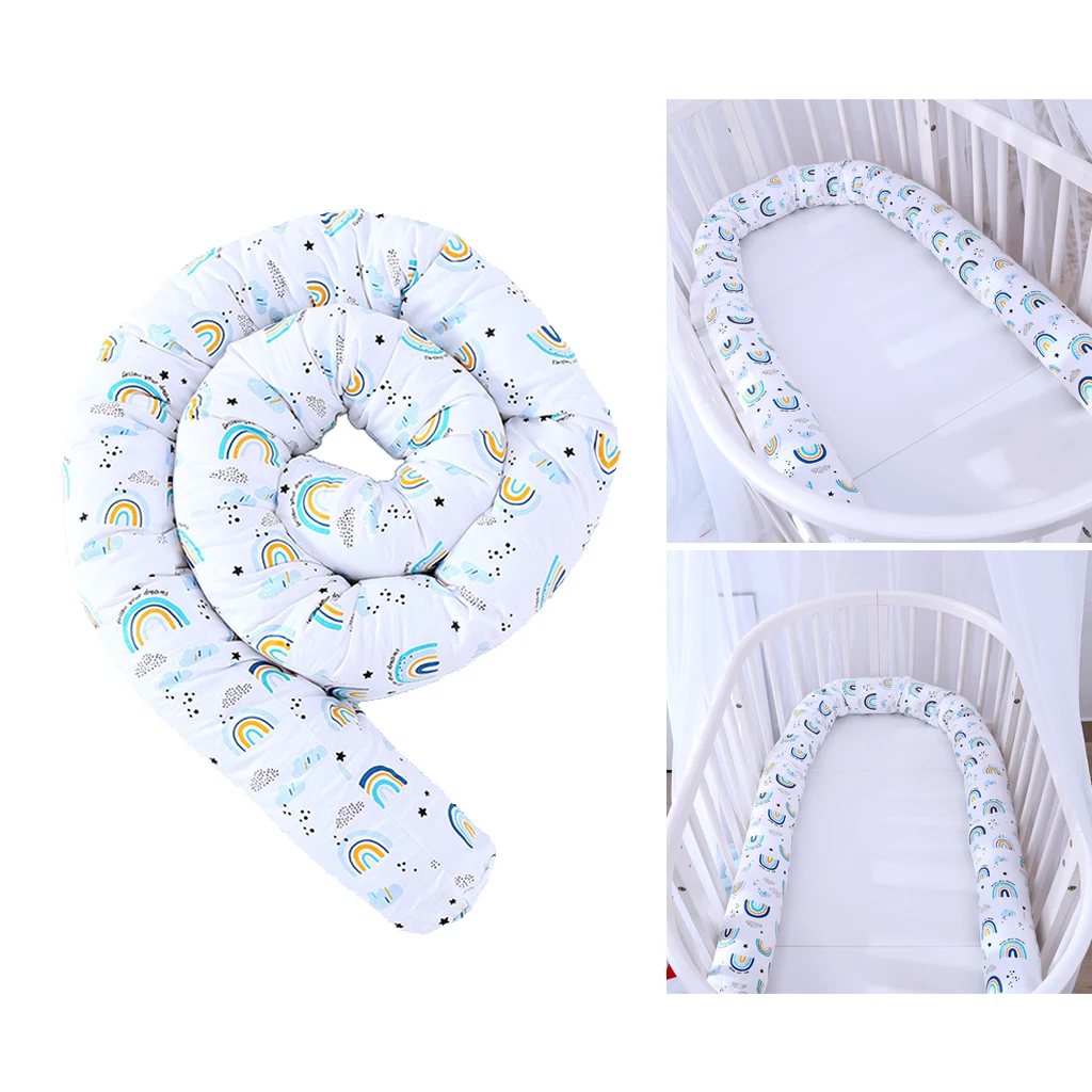 Cot Bed Bumper Breathable Crib Bumper for Baby Cotton Cot Liner Bed Roll 2.5M