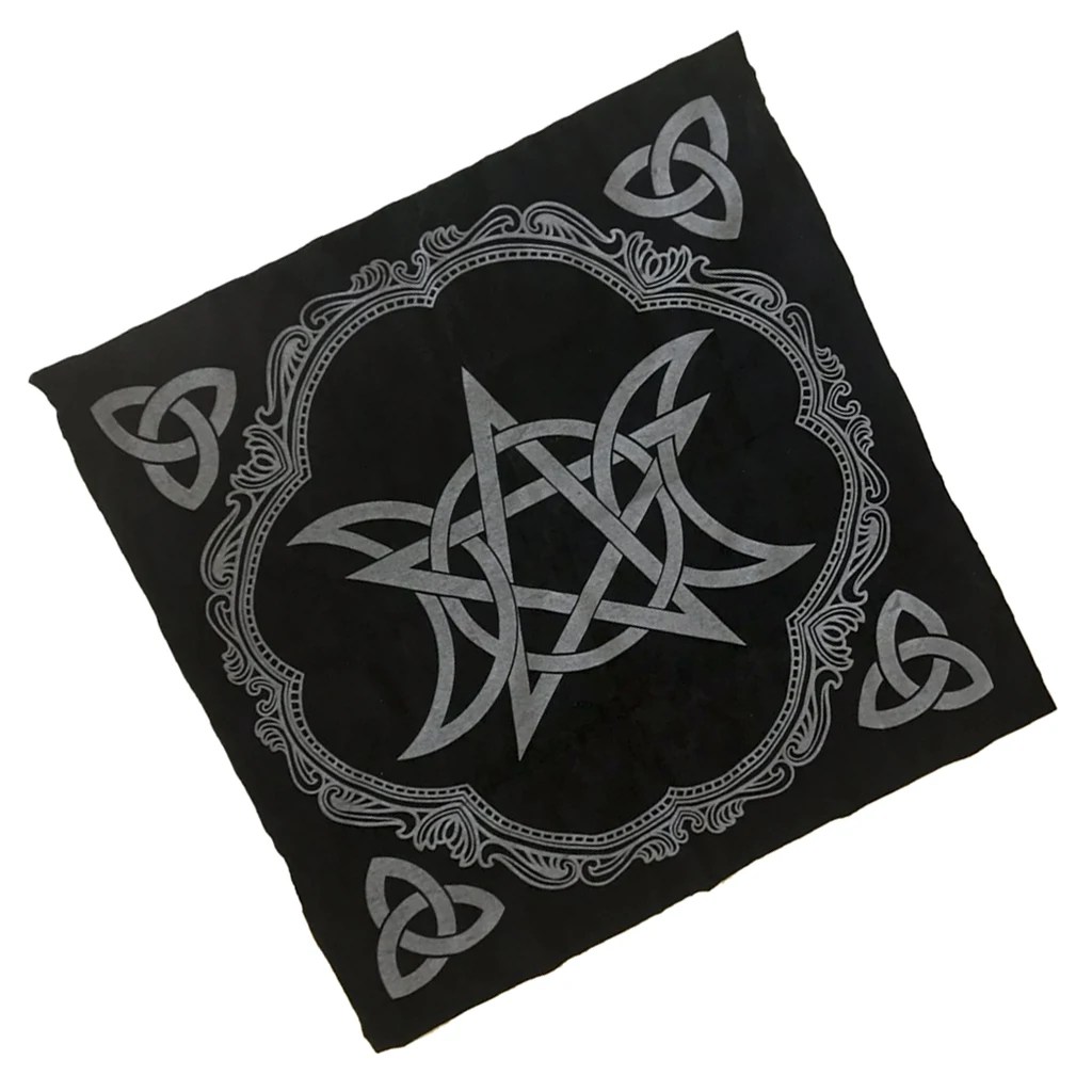 1x Altar Tarot Table Card Cloth Pentagram Divination Tapestry 19.29in Black