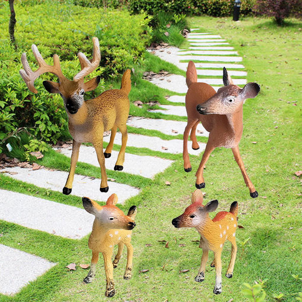 4pcs/set Realistic PVC Wildlife Deer Animal Model Toy for Kids Ages 3-8 Creatures Action Figurines Zoo Pack