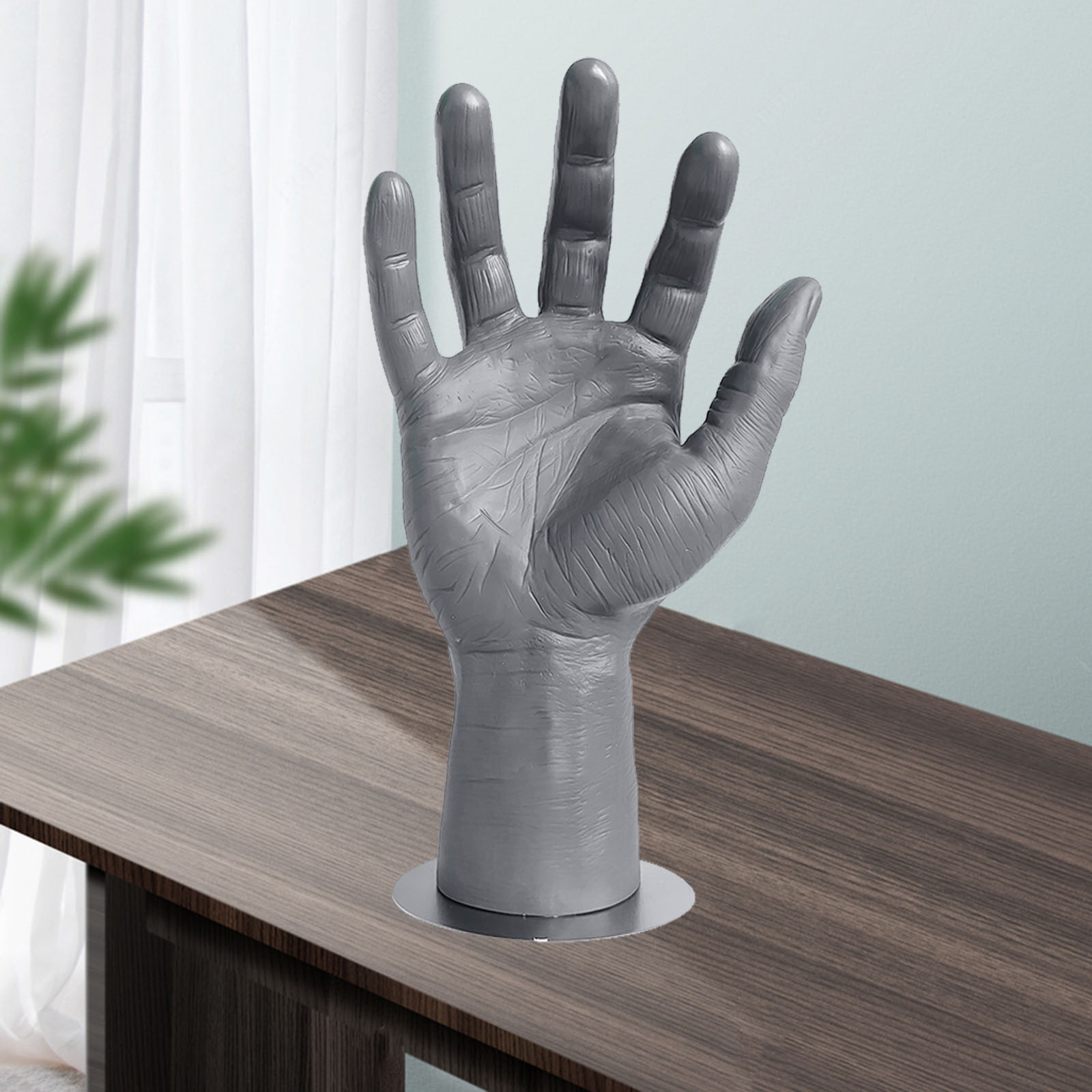 Realistic PVC Male Mannequin Left Hand, Men's Hand Displays Jewelry Organizer Stand Holder, Showing for Home Decor Gray