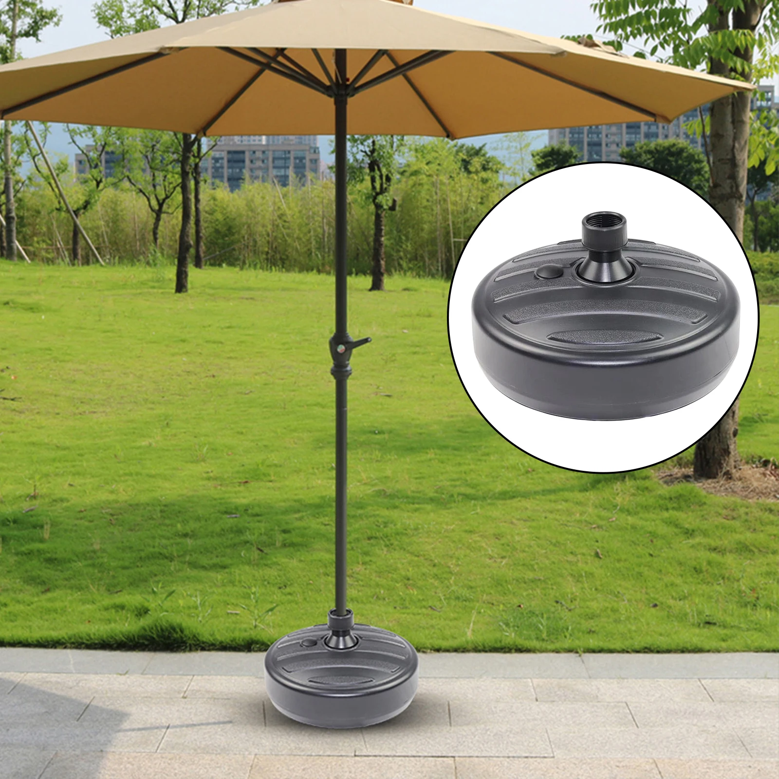 Black Plastic Garden Parasol Base Umbrella Stand Sunshade Holder Support