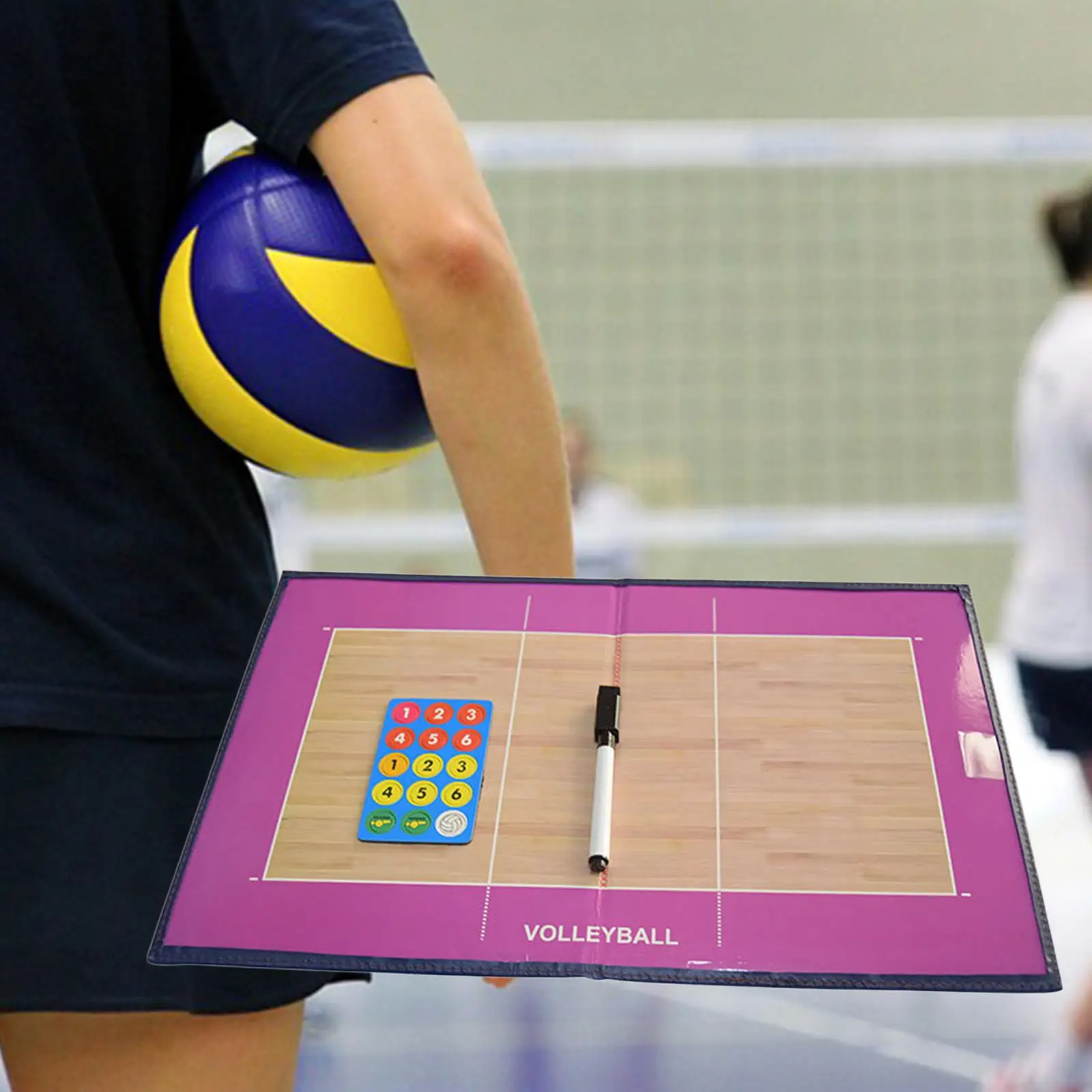 VolksRose Volleyball Coaching Board Coach Training Equipment for Teaching and Game Plan Demonstration Coaches Clipboard Kit with Magnets and Marker Pen Magnetic Volleyball Tactics Strategy Board 