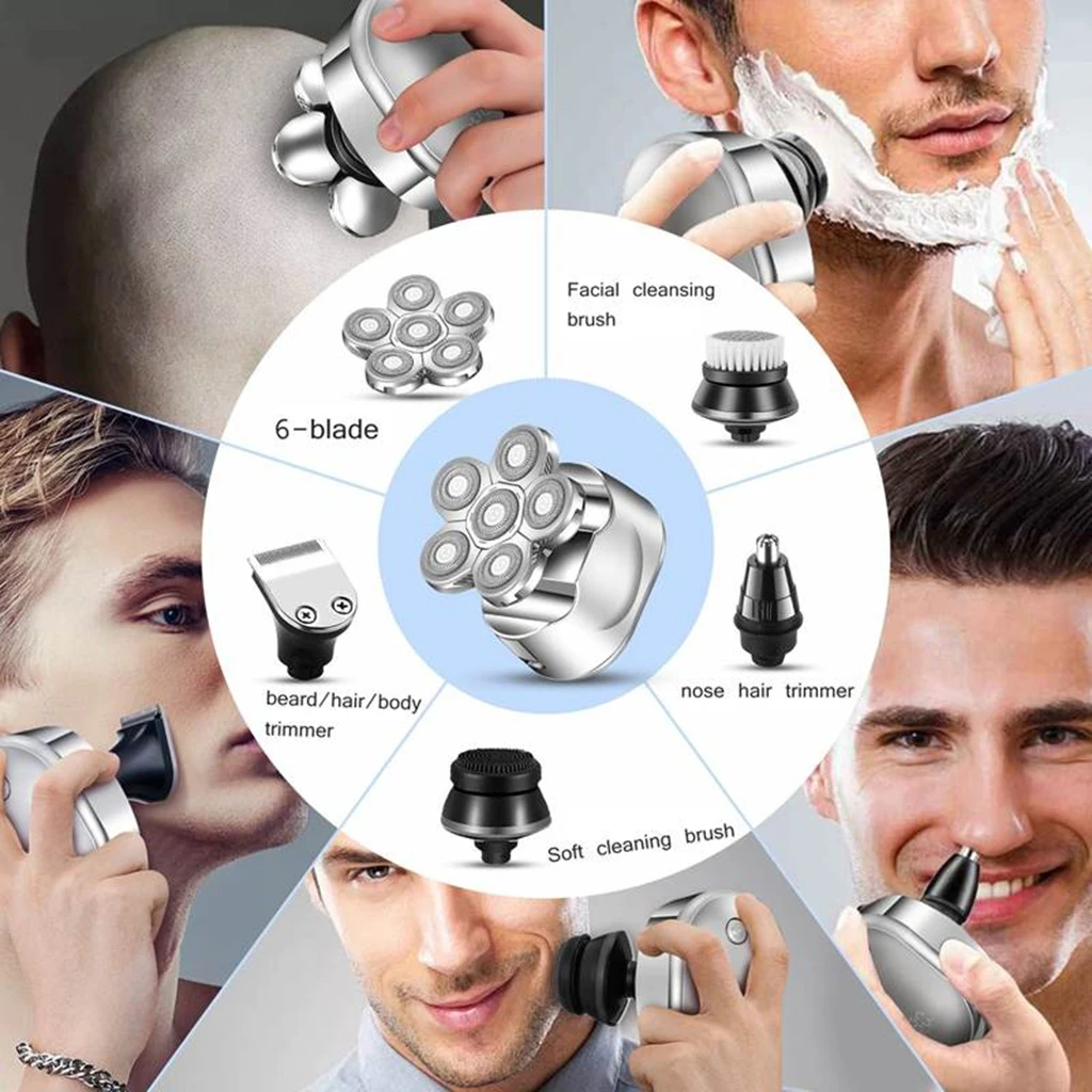 Electric Shaver for Men Head Razor, 6 blades Head Shaver Balding Clippers, Waterproof, USB Rechargeable