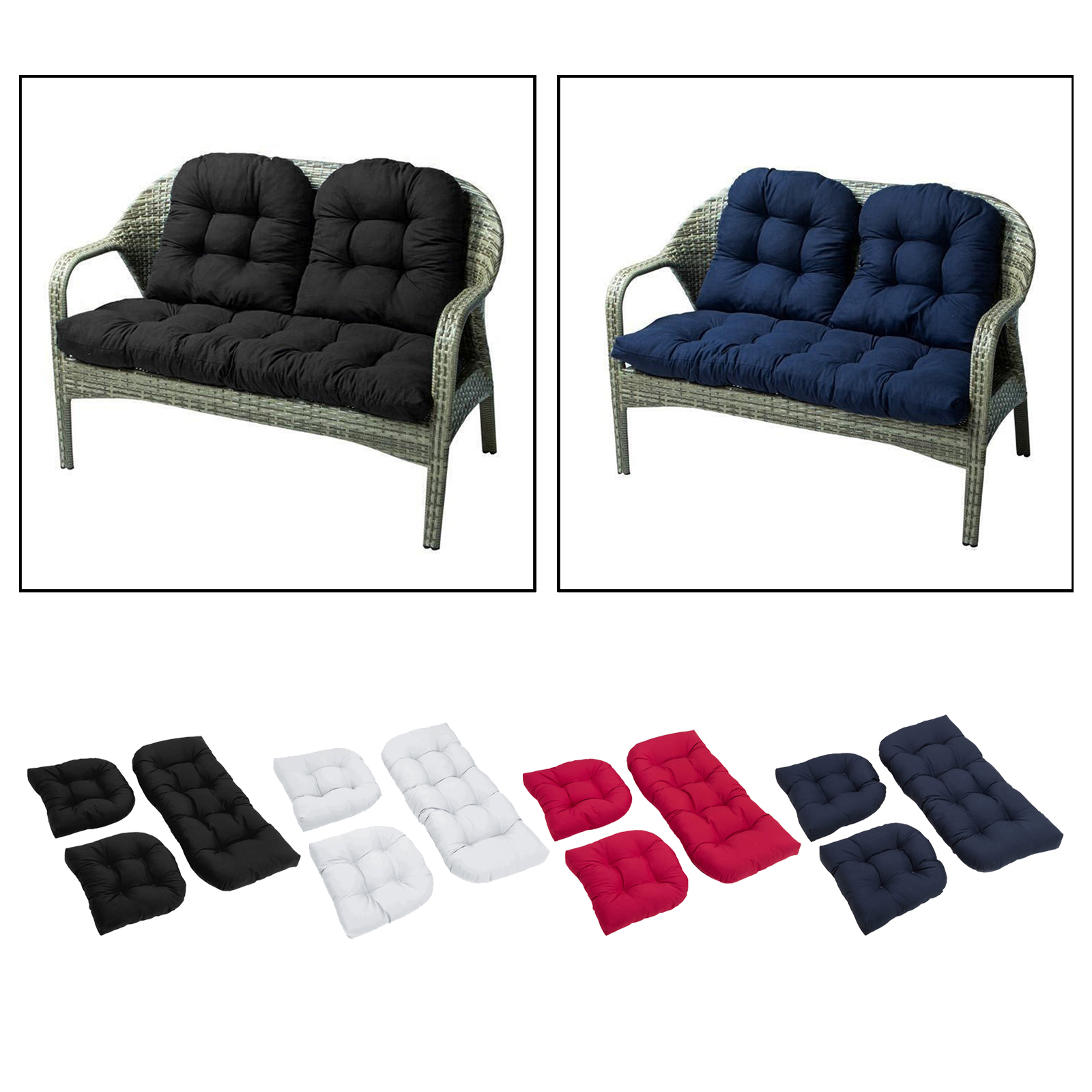 New Thicken Garden Lounger Seat Cushion Solid Color Non-slip Bench Cushion Pads Mat Cushion Home Decor 4-Colors