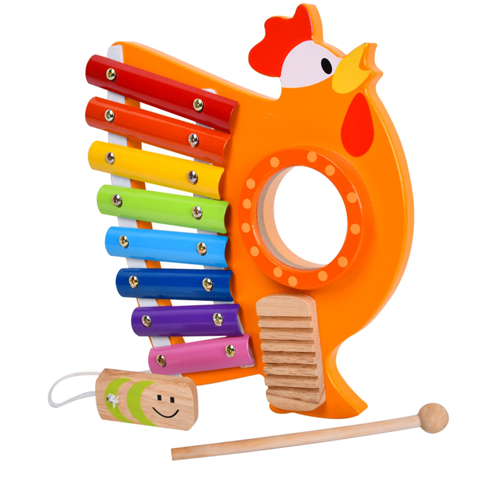 3-in-1 8 Note Xylophone Mallet Wood Percussion Rhythm Instrument Piano Glockenspiel Educational Learning Training Musical Toys