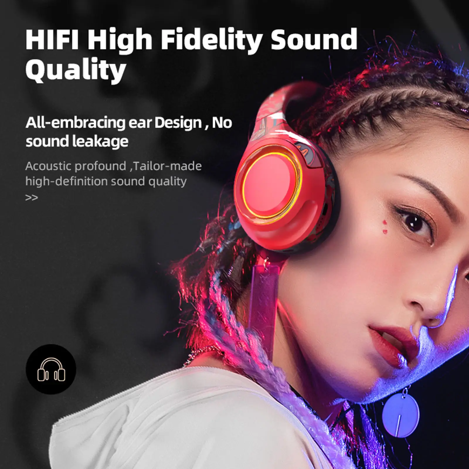 Wireless Bluetooth Headset With Detachable Mic For Pc Computer Laptop Wireless Gaming Headset Mic Headphone Rgb Light