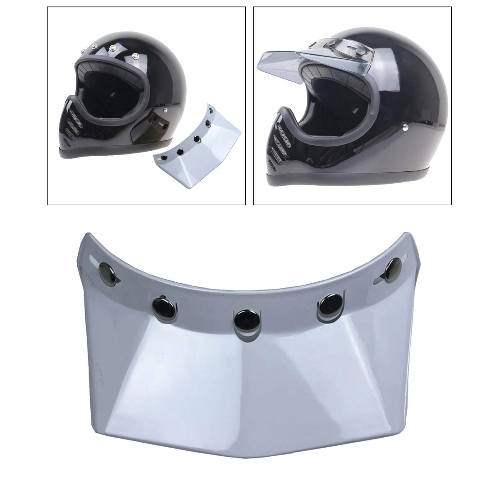 Universal 5-Snap Sun Visor Peak Replace for Motorcycle Helmet Open Face