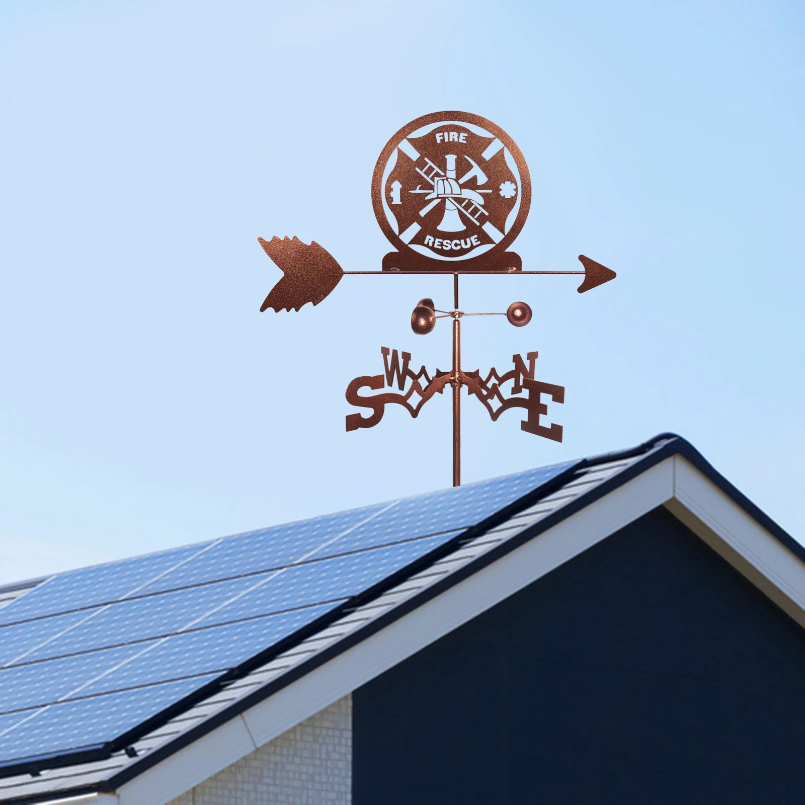 Retro Weathervane Roof Mount Stake Measuring Tools Outdoor Yard Decoration
