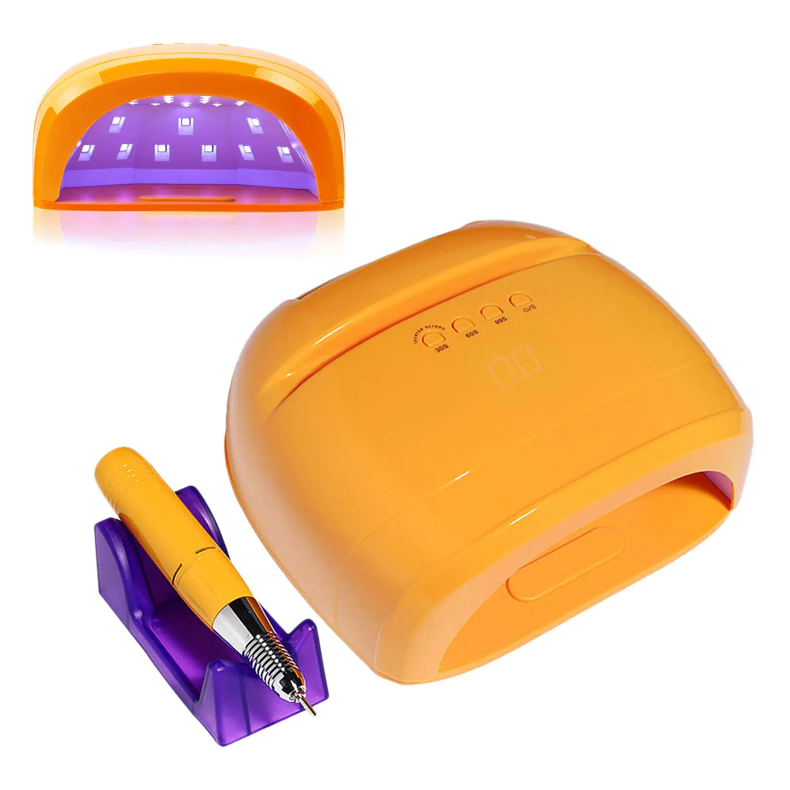 Auto-Sensing Portable Art Nail Lamp w/ Nail Drill for Manicure Gel w/ 3 Timers Drill Dryer w/ Handle and Phone Holder