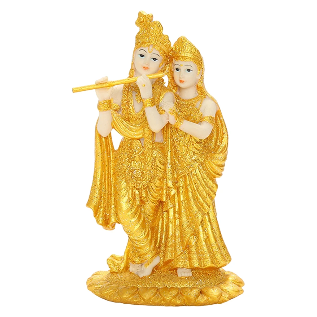 Lord Radha Krishna Indian Buddha Statue Resin Figurine Sculptures Hindu God Goddess Deity Decor Ornaments Gifts