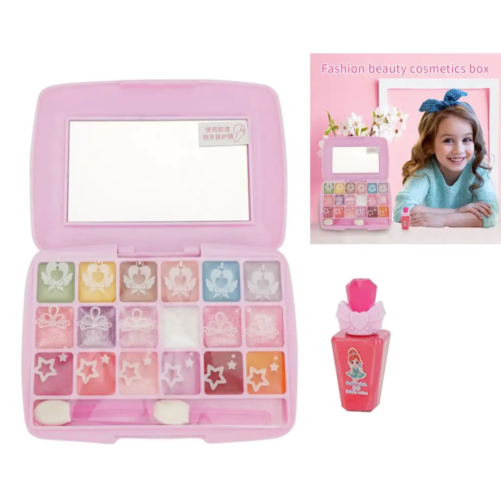 Real Makeup Palette for Girls, Washable Cosmetic Play Kit Princess Make up Set