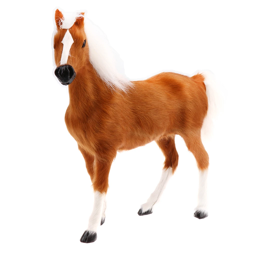 Lifelike Simulation Plush Stuffed Horse Animals Model Figure Plush Figures Soft Toy Home Decoration Black