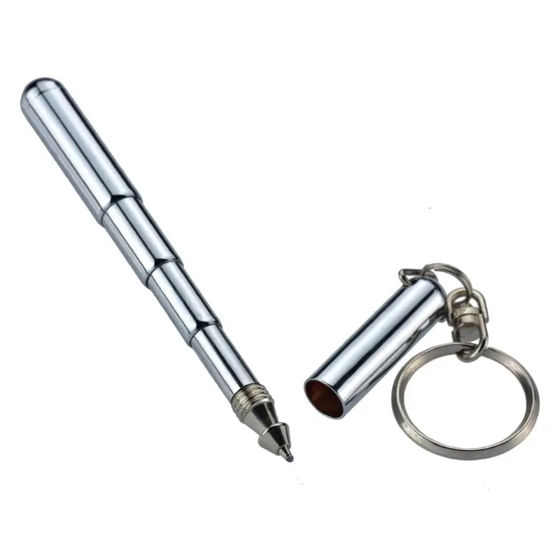 Details about   Portable Stainless Steel Telescopic Ballpoint Pen Metal Key Ring Keychain Tools 