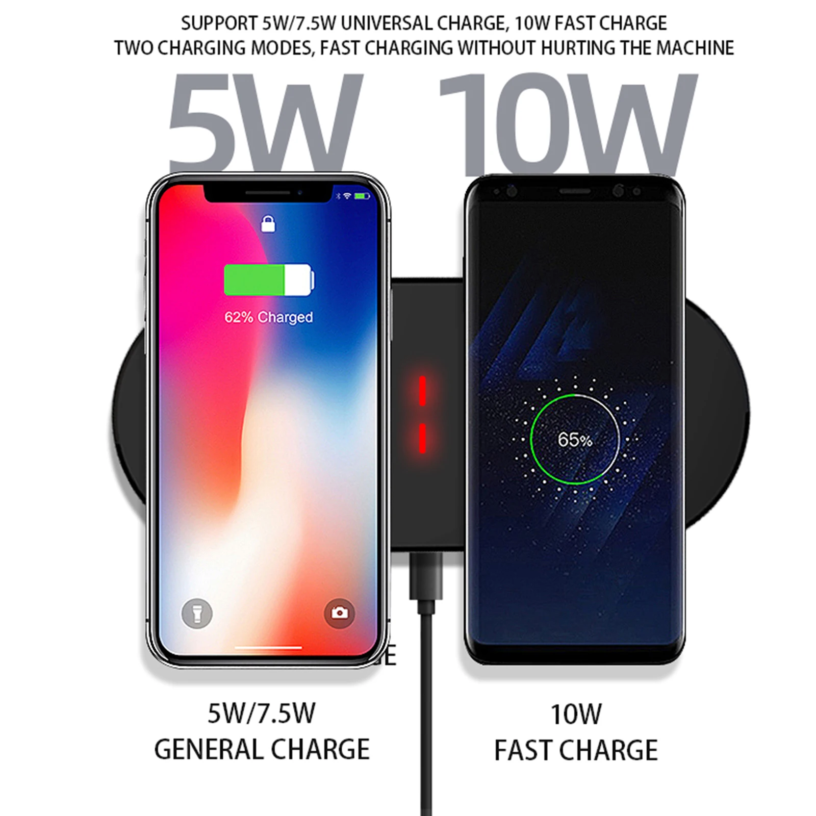 Qi Dual Coil Charging Pad 10W Fast Wireless Charger Charging Mat for Smartphone