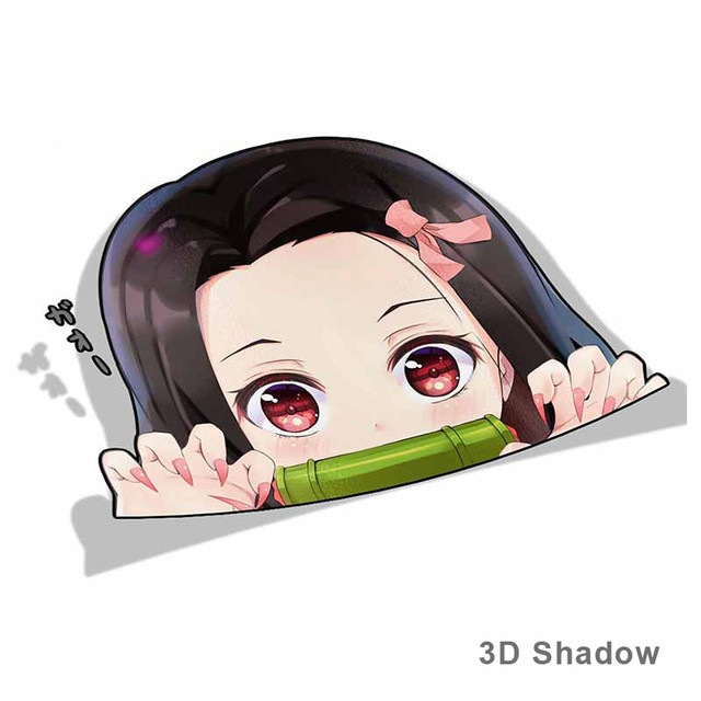 Demon Slayer Anime Funny Peeking Stickers Car Window Door Decorative Decals