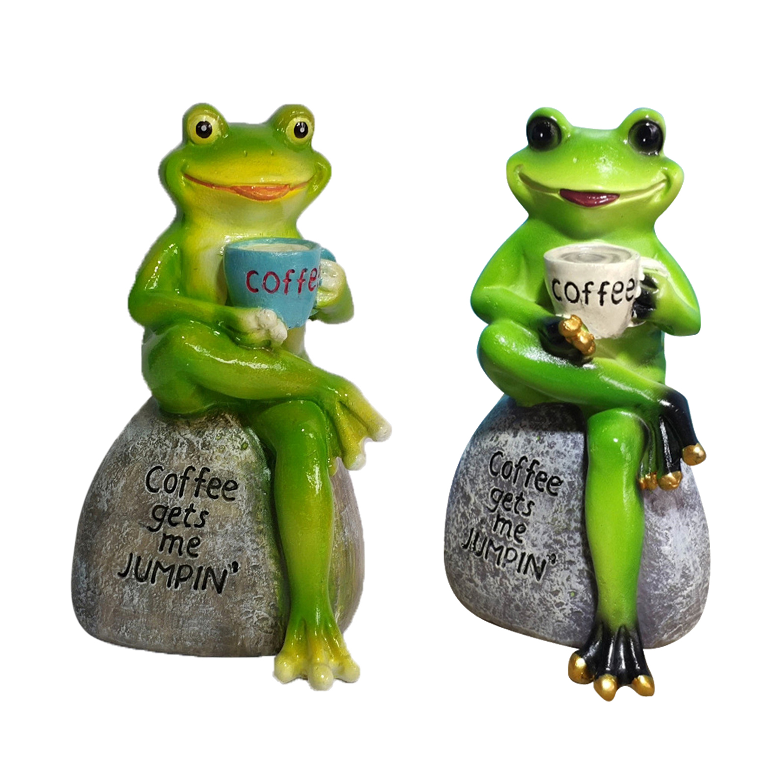 Green Frogs Figurines Handpainted Sculpture Artwork Table Top Ornaments Gift