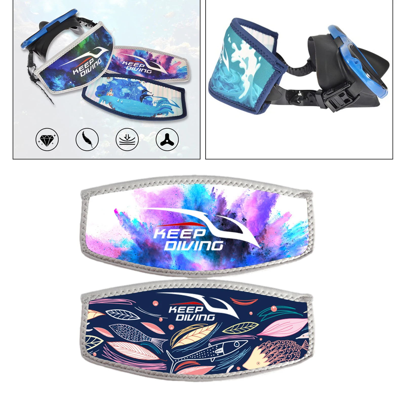 Neoprene Waterproof Scuba Diving Mask Strap Cover Swimming Surfing Snorkeling Protect Hair Strap Cover Wrapper Scuba Gear