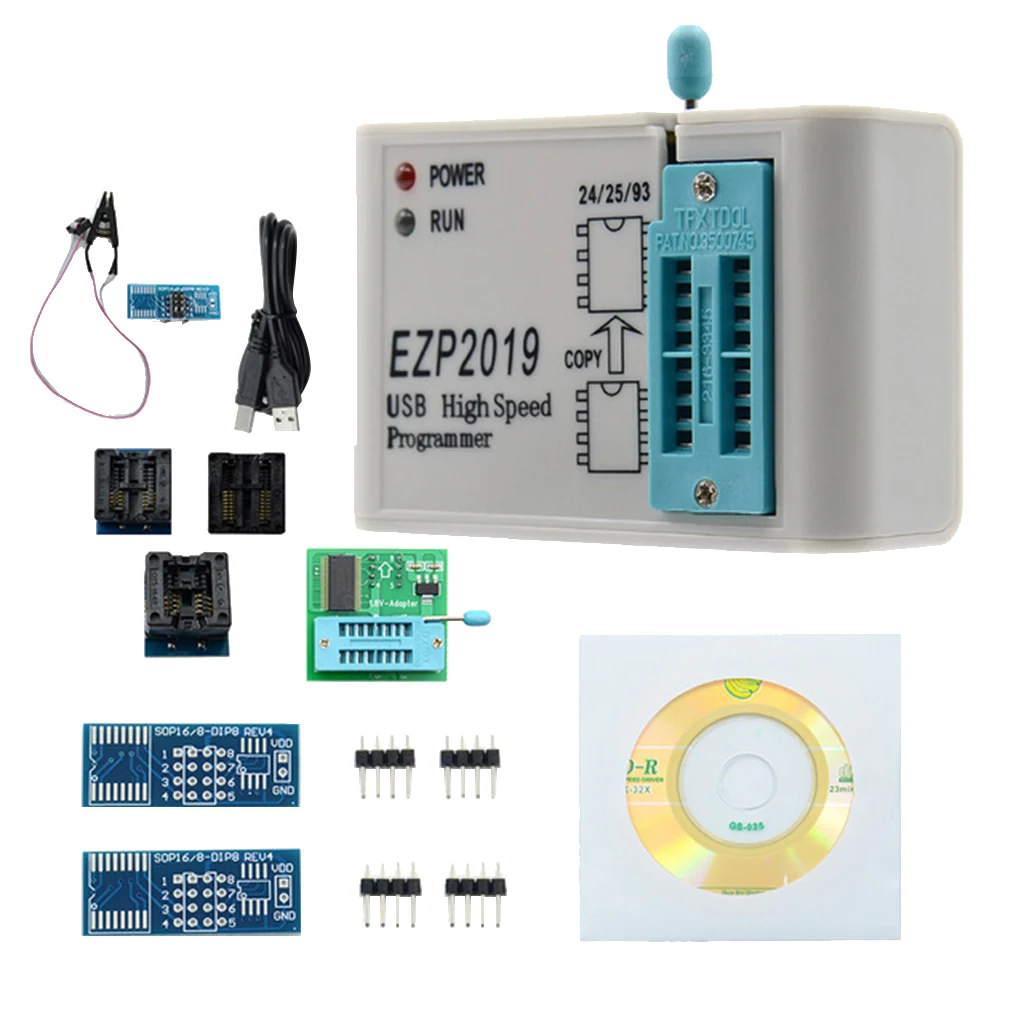 EZP2019 High Speed USB SPI Programmer Support Flash 24 25 93 EEPROM + 8 Adapters