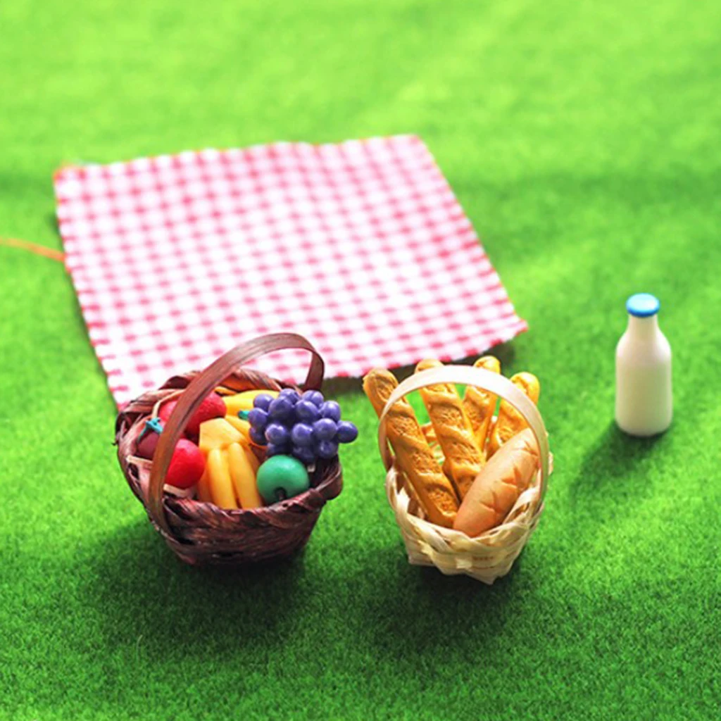 1/6 1/12 Scale Dollhouse Food Storage Bamboo Basket for OB11 Tiny Model Cabinet Decoration Birthday Gifts