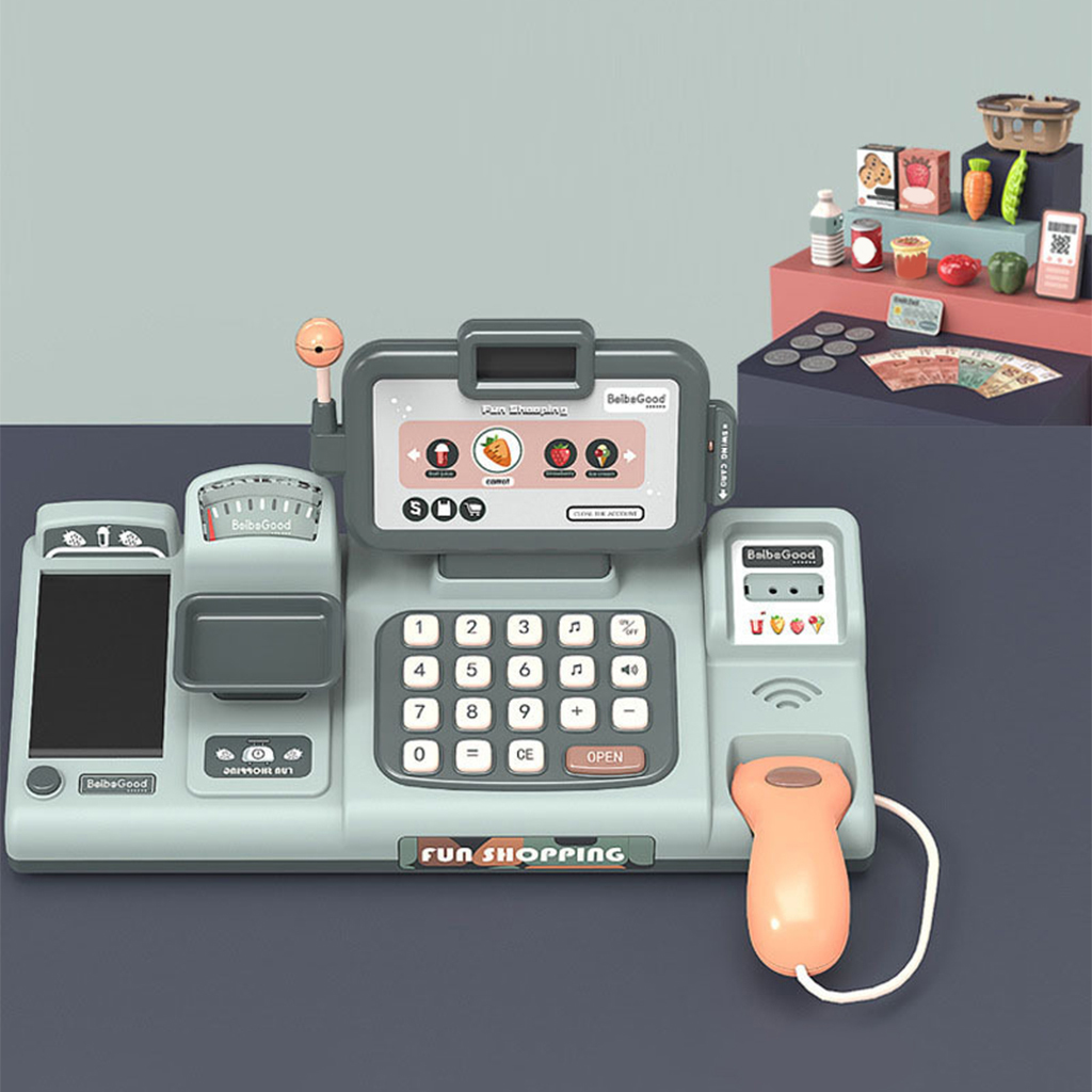 Cash Register Pretend Play Toy Interactive Toy Cash Register Pretend Play Supermarket Cashier Toy for Kids Unisex Children