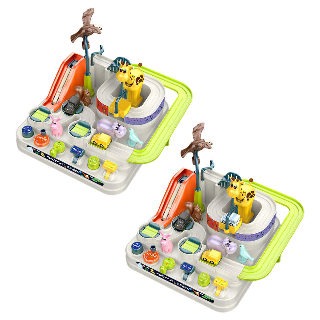 Kids Puzzle Race Tracks Car Adventure Toy Car Sliding Track Toy Playset Animal Park Adventure Track for Kids Boys Girls Toddlers
