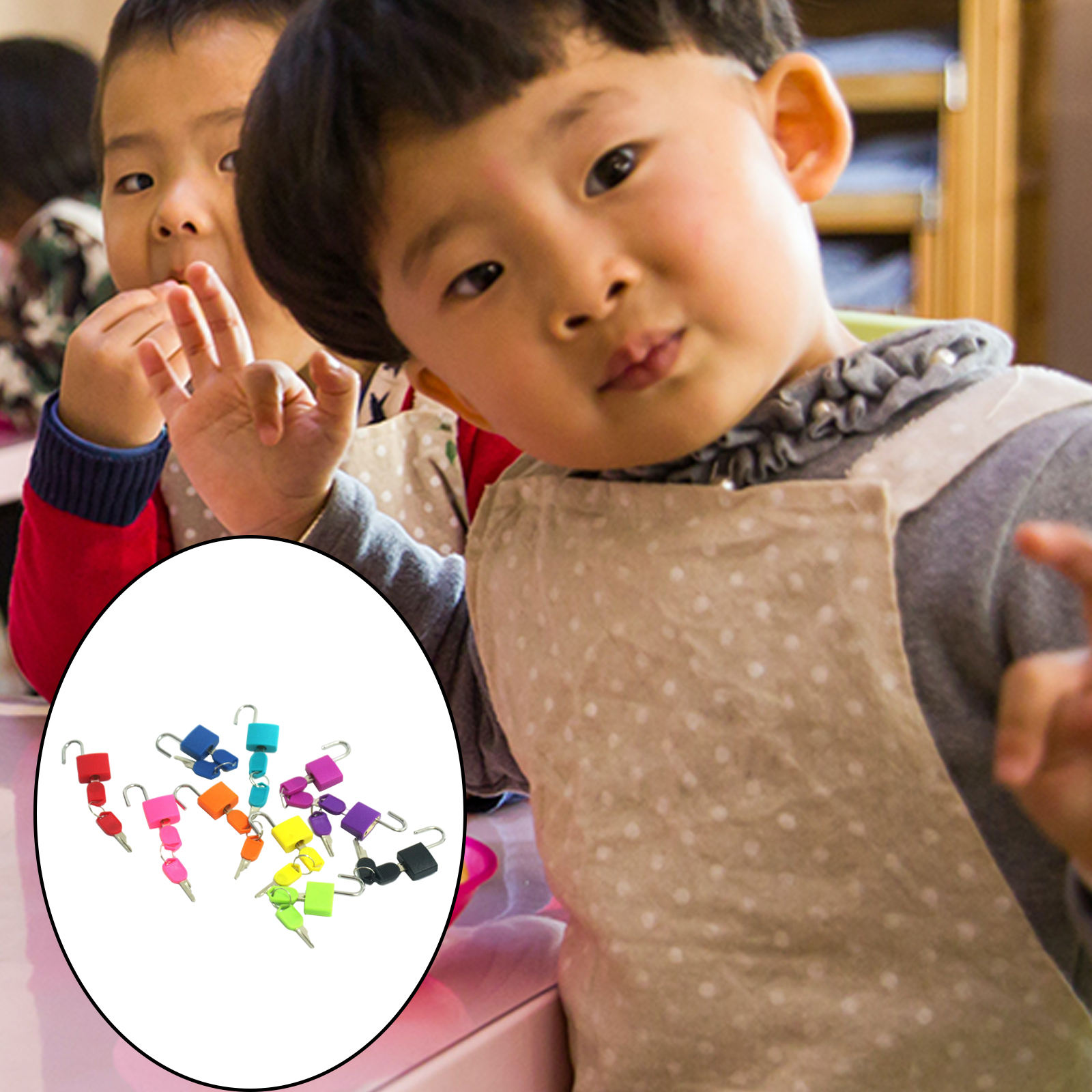 Set of 10 Early Learning Toys Classroom Matching Game Small Locks with Keys Padlock with Key for Luggage Lock Suitcase Lock