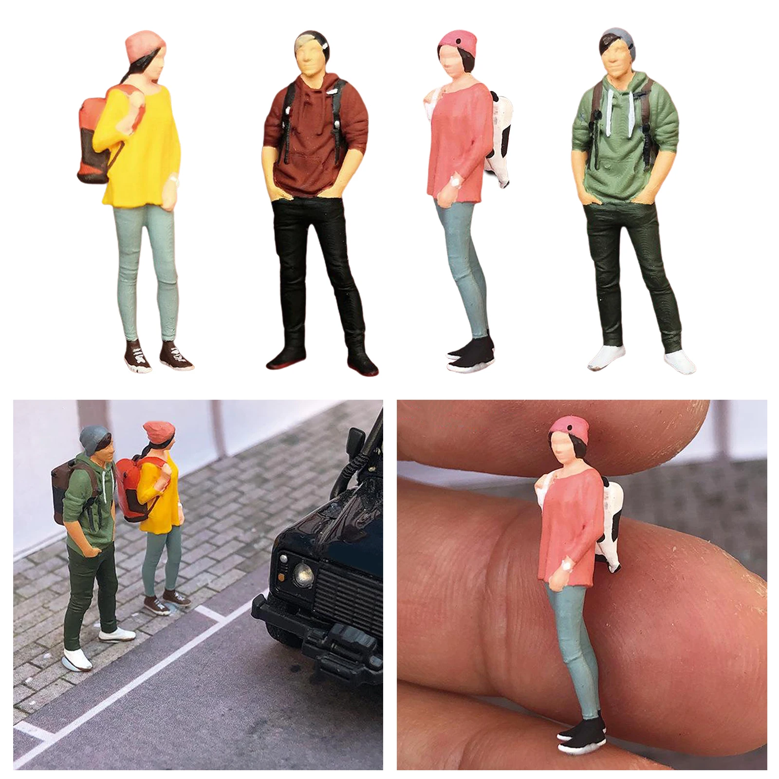 Model Gift Toys 1/64 Scale Hand Painted Resin Character Female & Male Tourist Model Race Medal Figures Realistic People Dolls