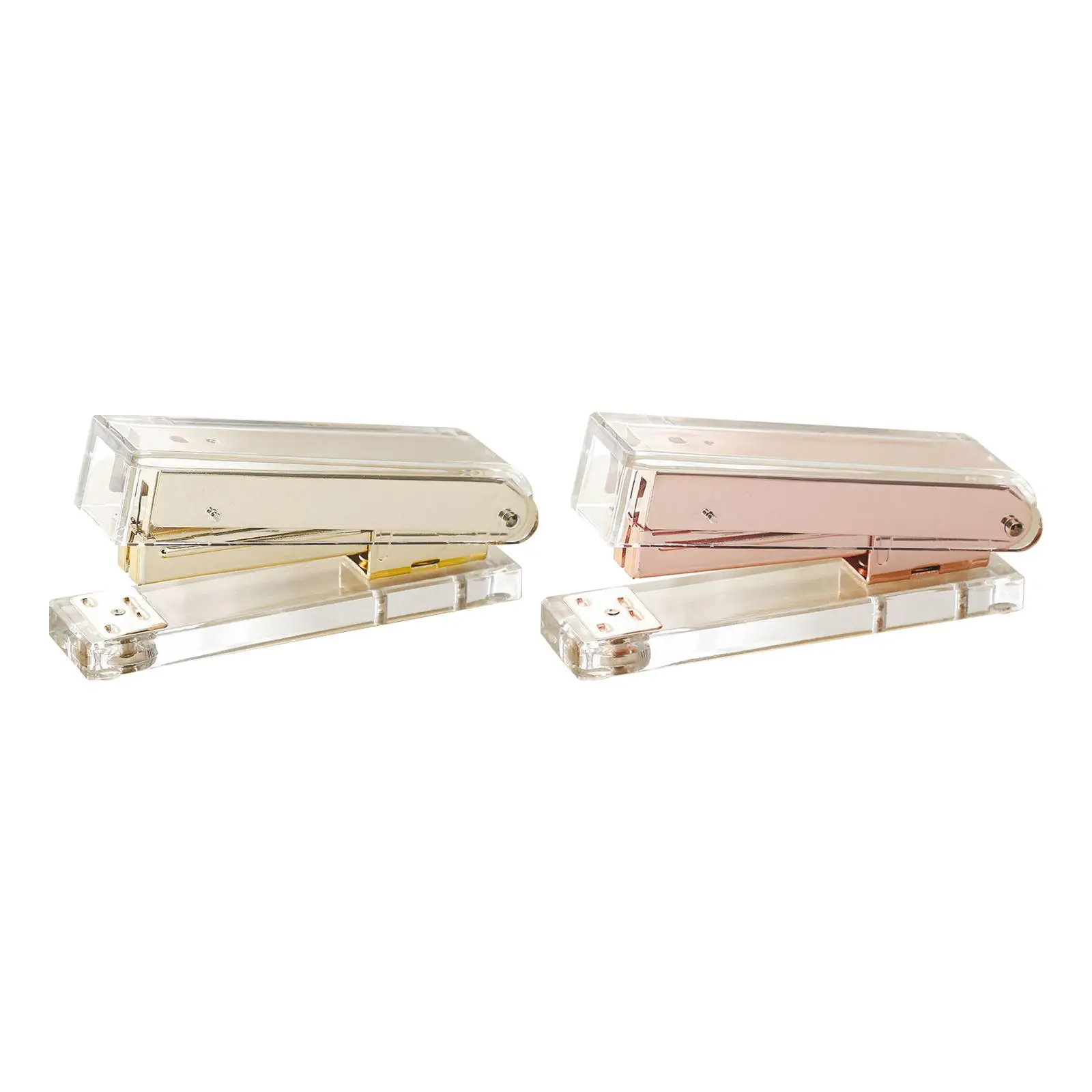 Rose Gold/Gold Desktop Stapler Stationery Accessories Gift Transparent Acrylic Standard Stapler Stapler for Home School Office
