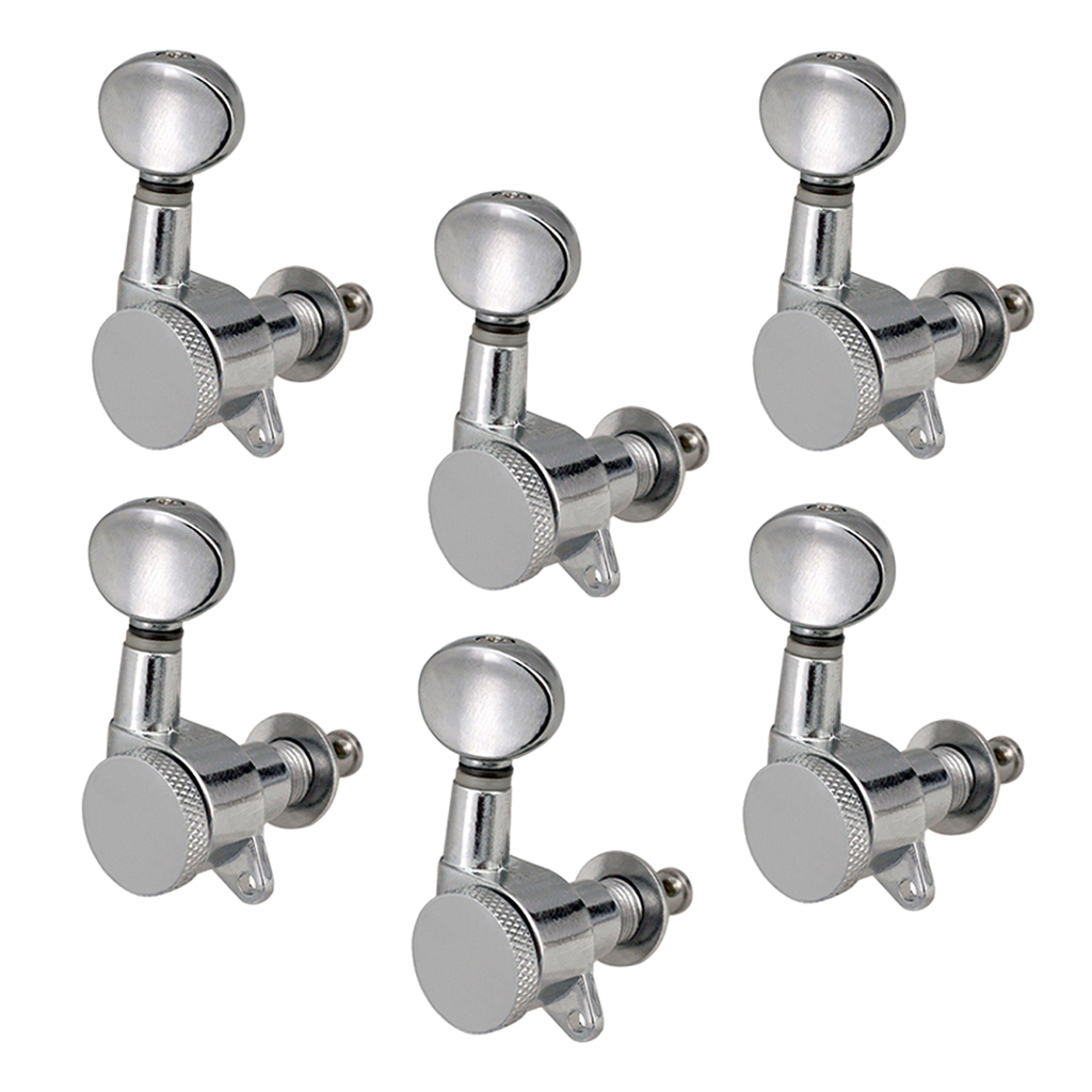 6 Pieces Guitar String Tuning Peg, Tuner Machine Heads Knobs - Locking String Set for Electric Guitar -Silver (6 for Right )