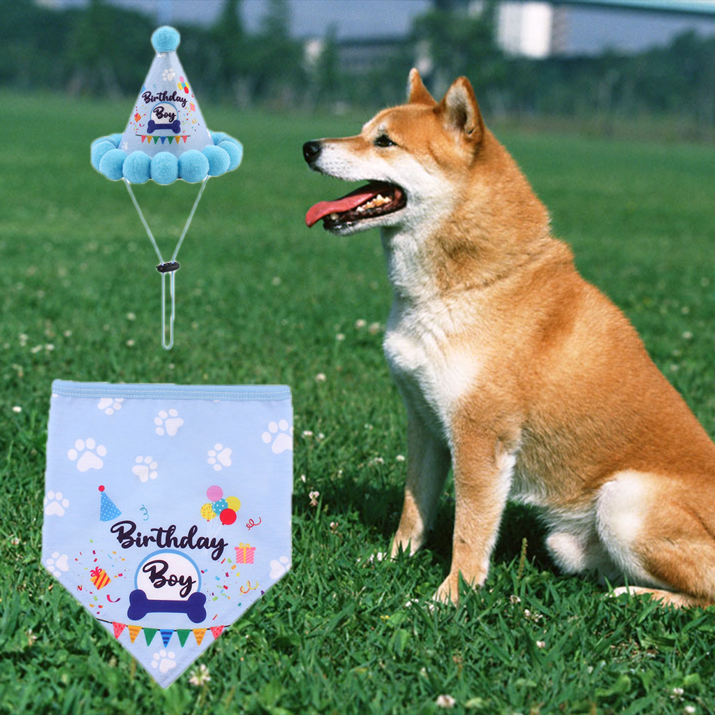 Dog Pet Birthday Hat Headwear Bandana Neckerchief Ties Balloons Baby Party