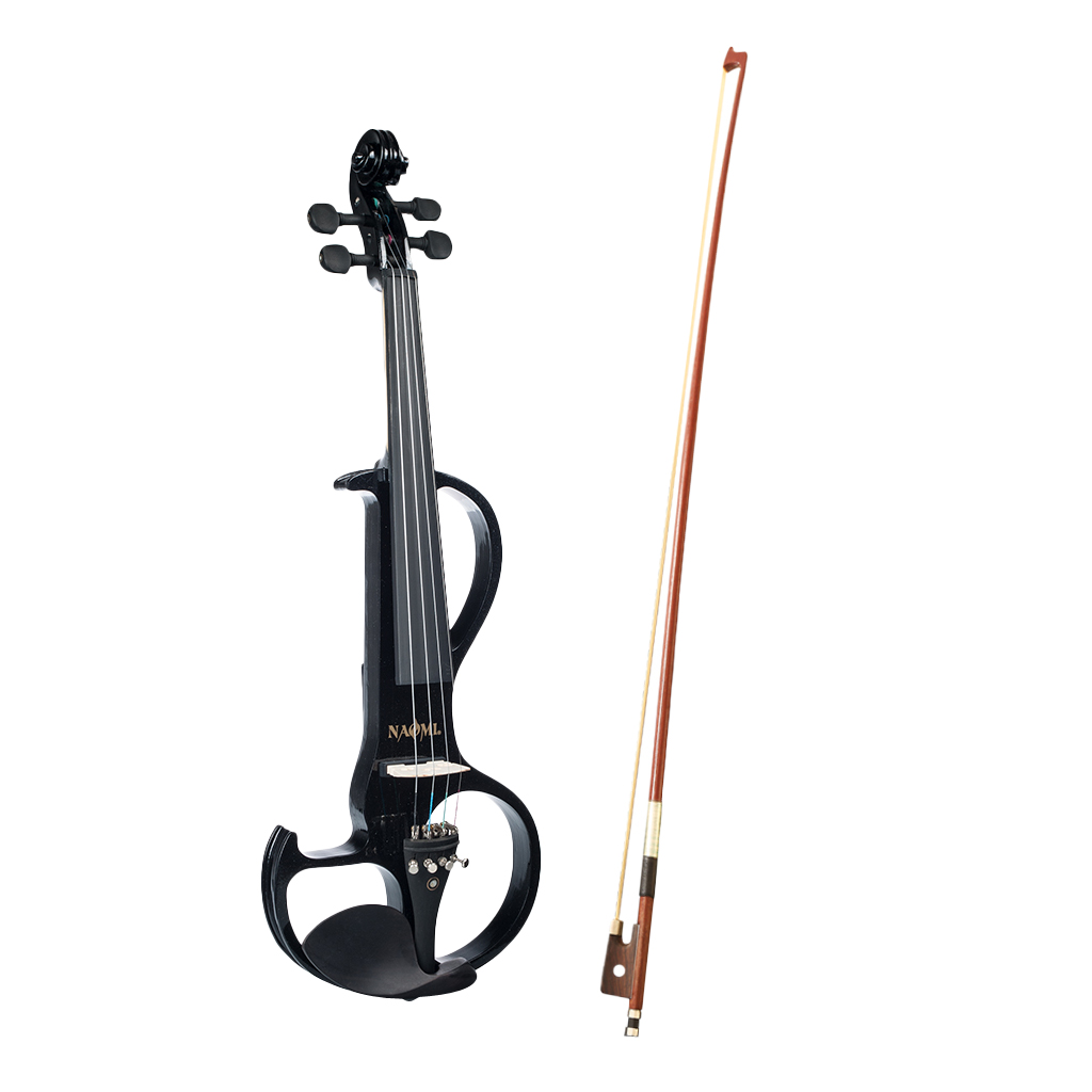 Electric Violin Set 4/4 Solid Wood Silent Violin, Fittings Ebony, Rosin, Storage Cases
