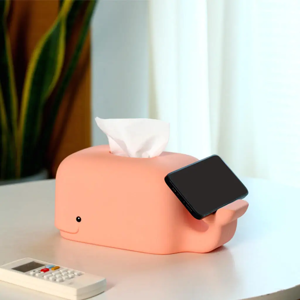 Cartoon Silicone Tissue Box Napkin Case Phone Holder for Car Desks Automotive Decorative