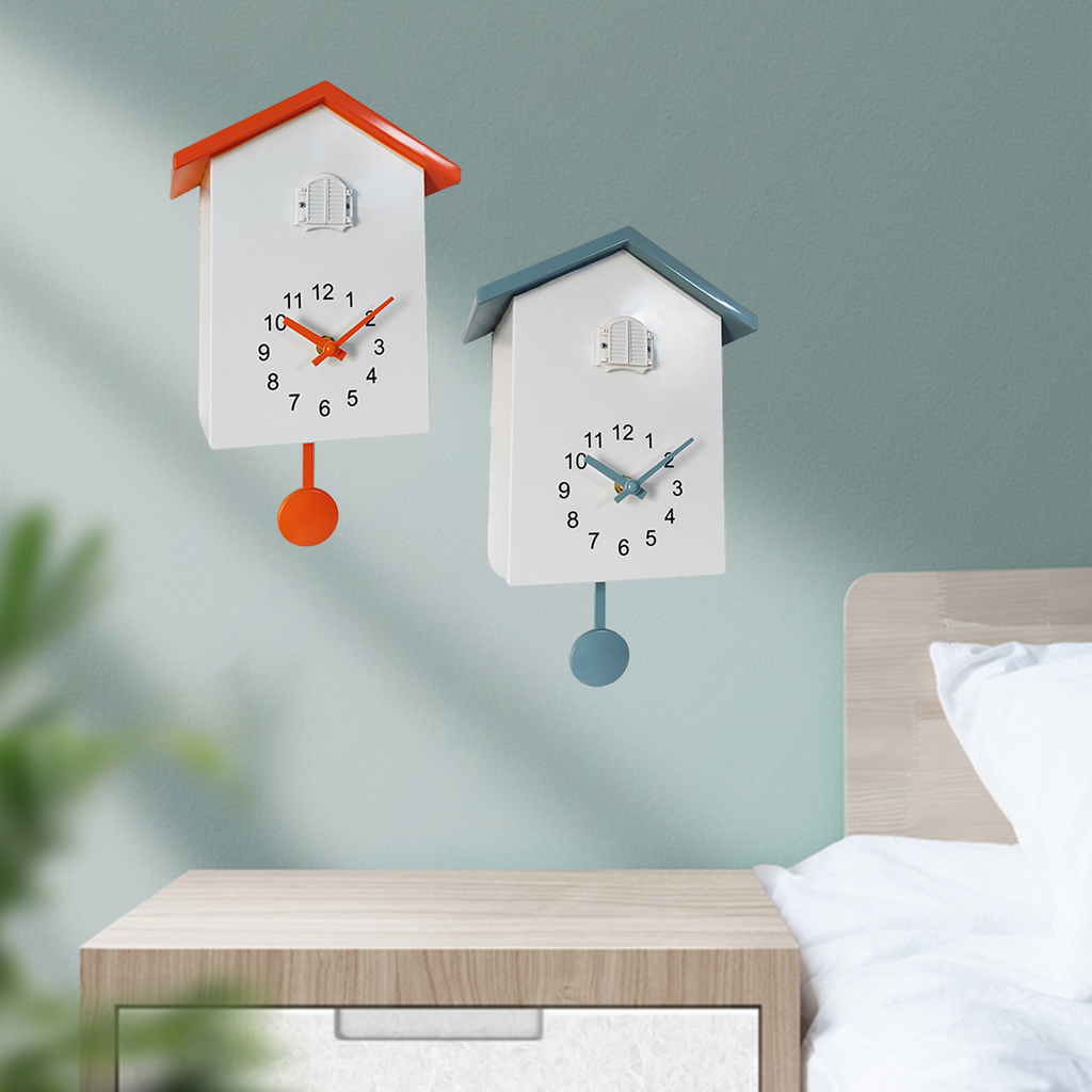 Cuckoo Wall Clock Birdhouse Decorative Hanging Clock, Natural Bird Voices Telling Time Pendulum Clocks Wall Art Decor