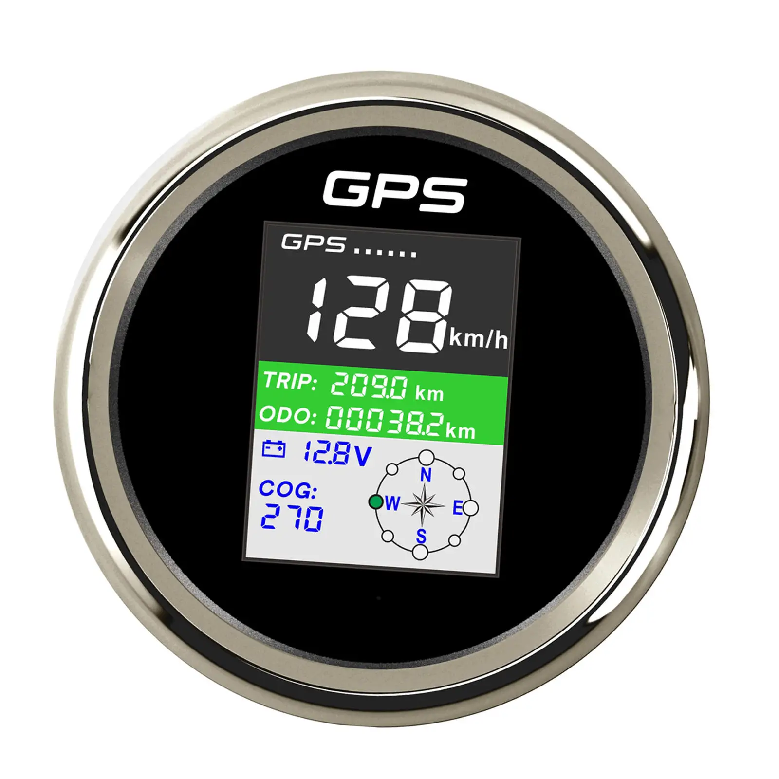 Stainless Steel GPS Speedometer Gauge LCD Display PLG3-BS-GPS 85mm for Boat