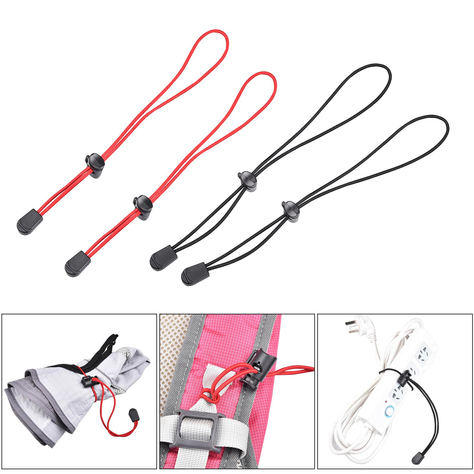 2pcs Adjustable Durable Elastic Cord 26cm Camping Hiking Walking Sticks Trekking Pole Tie Downs Holder 10'' Elastic Rope