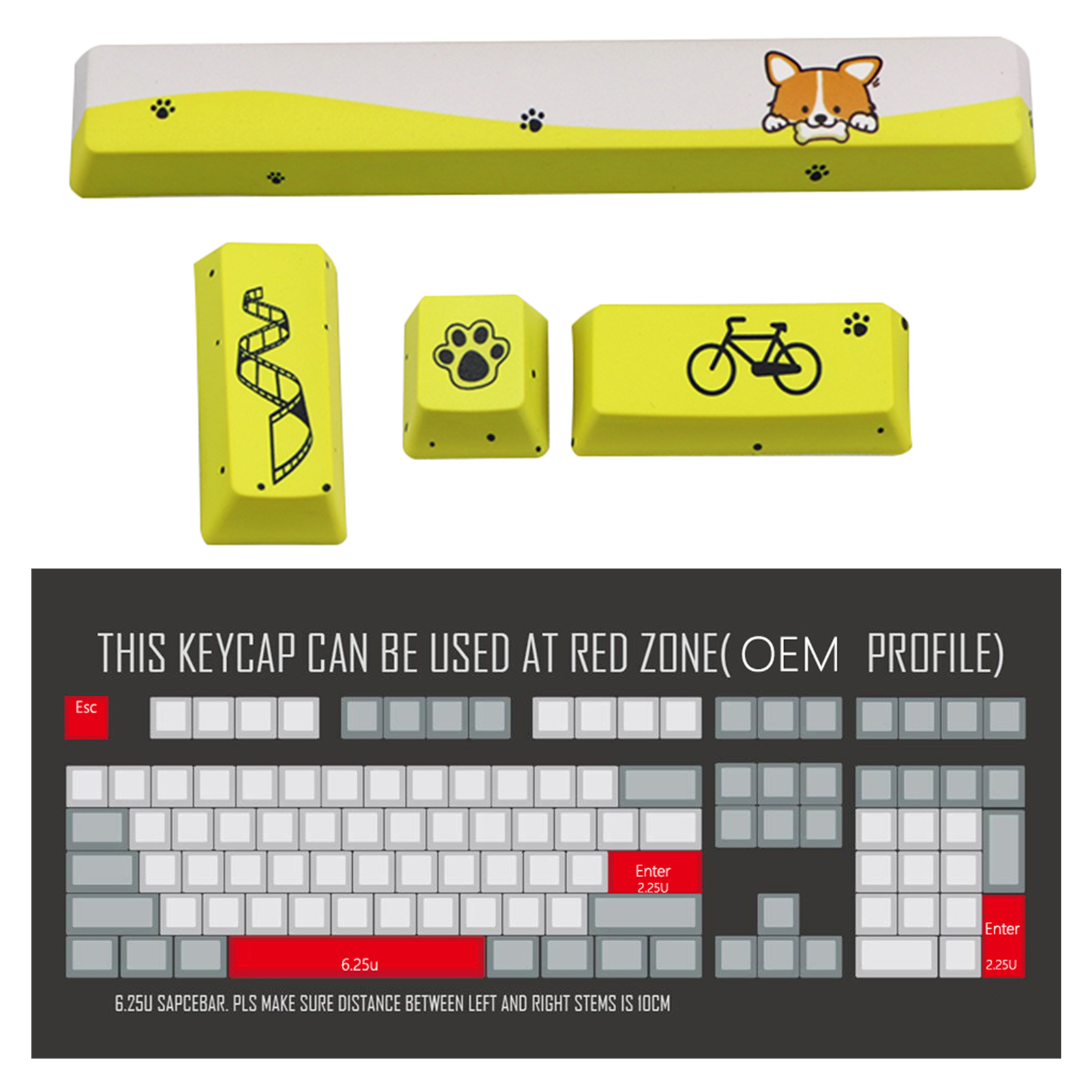 4pcs Keycaps Set PTB PC DIY Gaming Mechanical Keyboard Space Keycap ESC