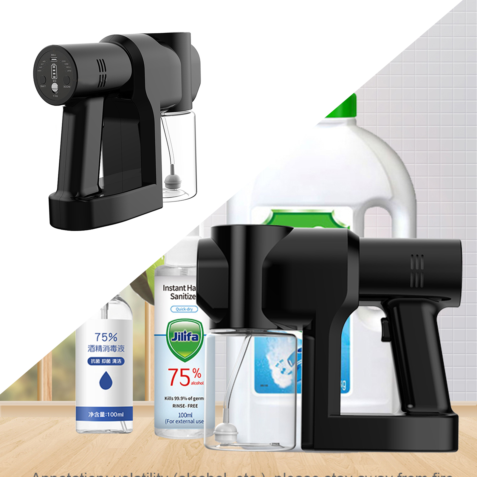 Disinfectants Steam Gun,Nano  Electric Sprayer Handheld Rechargeable Foggers Sanitizer Spray for School,Home,Office or Store