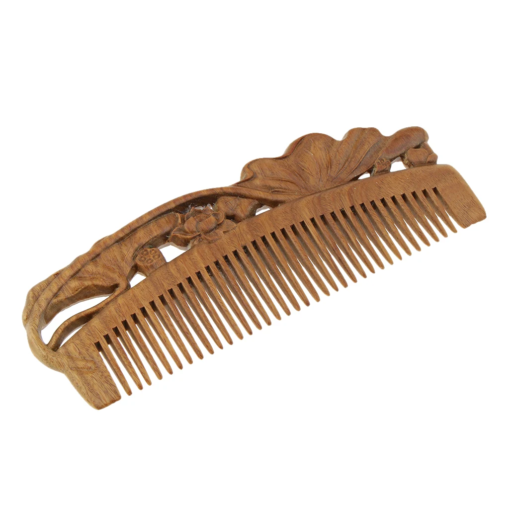 Natural Wooden Fine Tooth Comb Sandal Wood No Static Massage Hair Beard Comb
