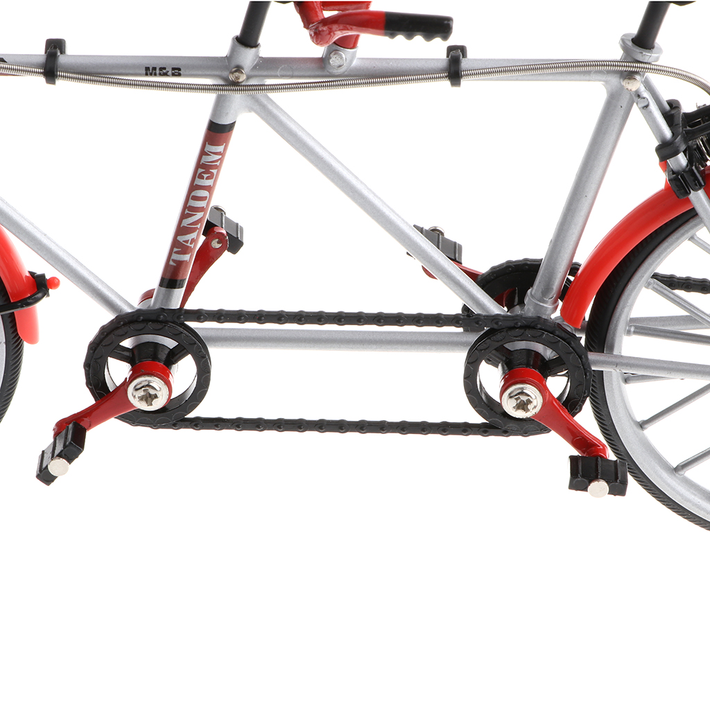 1/10th Racing Bike Tandem Model Alloy Simulated Road Bicycle Model Decoration Gift, Red